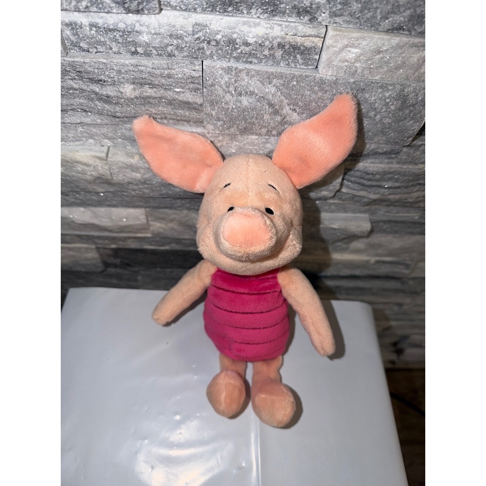 Disney Winnie the Pooh Piglet Plush Stuffed Animal Pink Striped Jumper 9 Inch